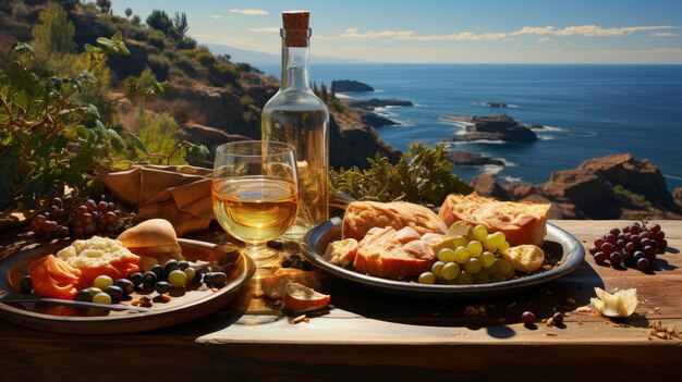 Photo un festin méditerranéen au bord de la mer