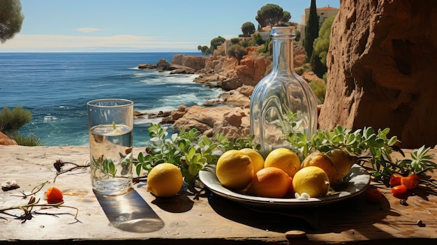 Photo un festin méditerranéen au bord de la mer