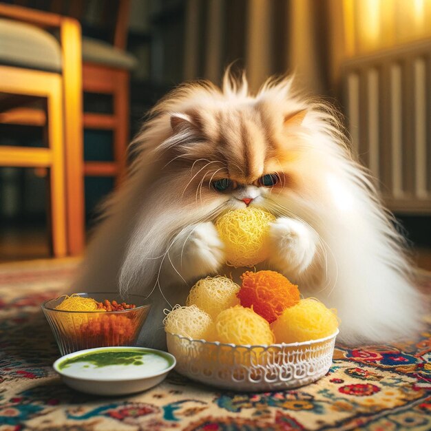 Photo le festin des moustaches, le délice culinaire d'un chat