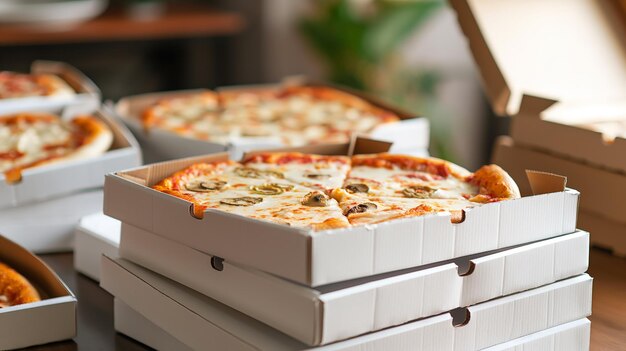 Un festin de pizzas chaudes dans des boîtes avec une variété de garnitures