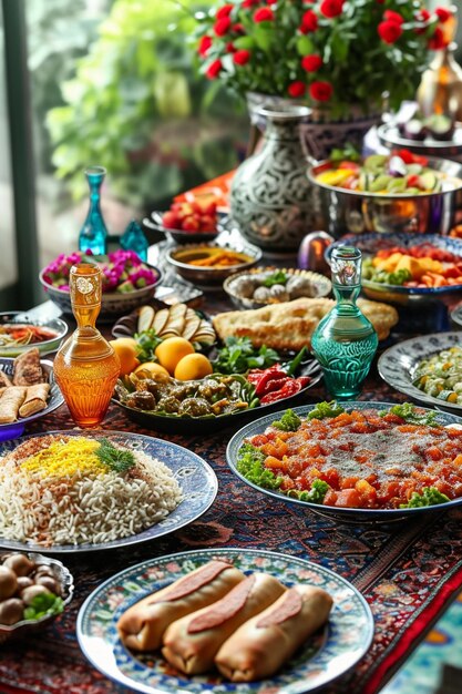 Photo un festin traditionnel somptueux préparé pour nowruz