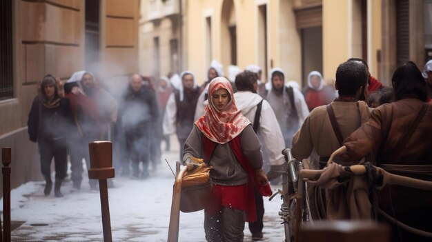 Photo festival annuel traditionnel els enfarinats à ibi