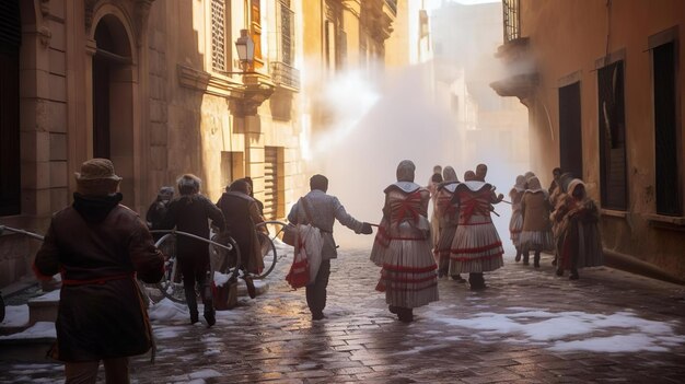 Photo festival annuel traditionnel els enfarinats à ibi