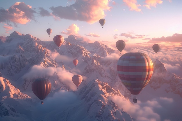 Festival de ballons à air chaud sur une montagne