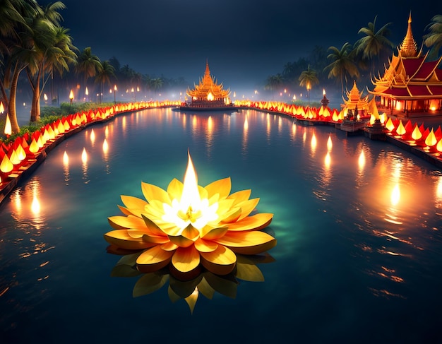 Photo festival coloré de loy krathong en thaïlande