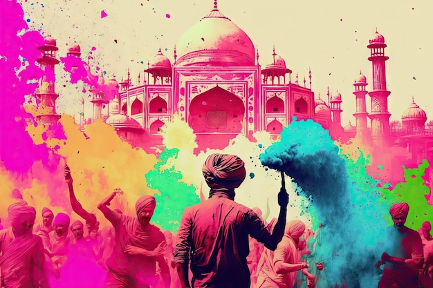 Festival des couleurs en inde célébration des vacances de printemps holi