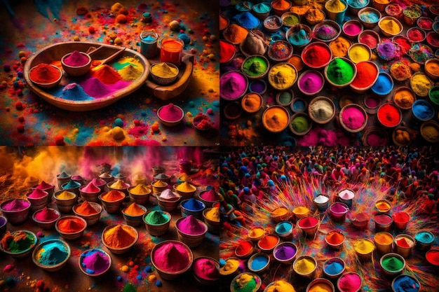 Festival des couleurs en Inde Poudre de couleur