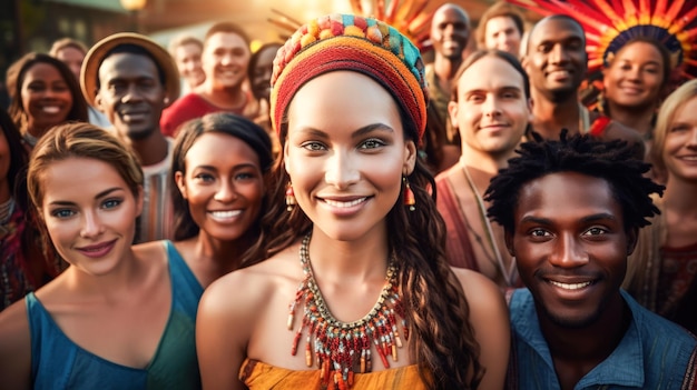 Festival culturel avec des personnes de différentes origines ethniques