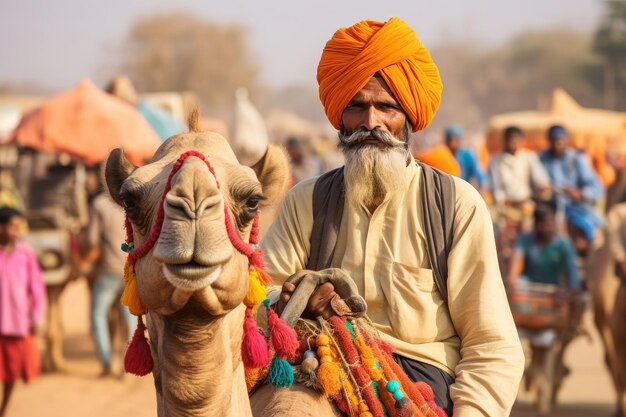 Festival du désert de Jaisalmer Conduite de chameaux dans un spectacle rural