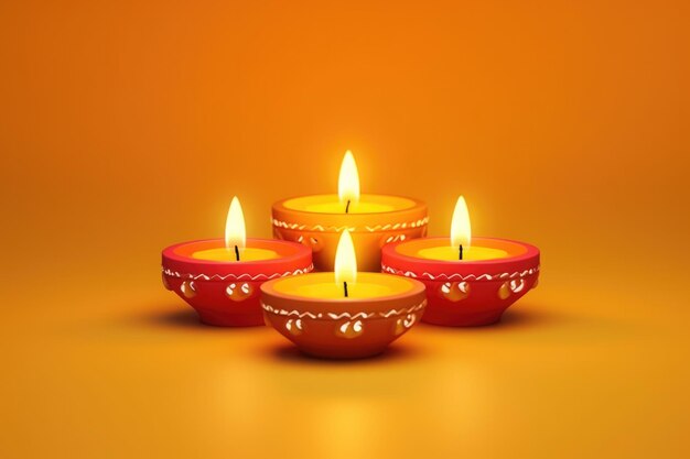 Festival du feu indien Diwali Bougies sur la table Photo de haute qualité