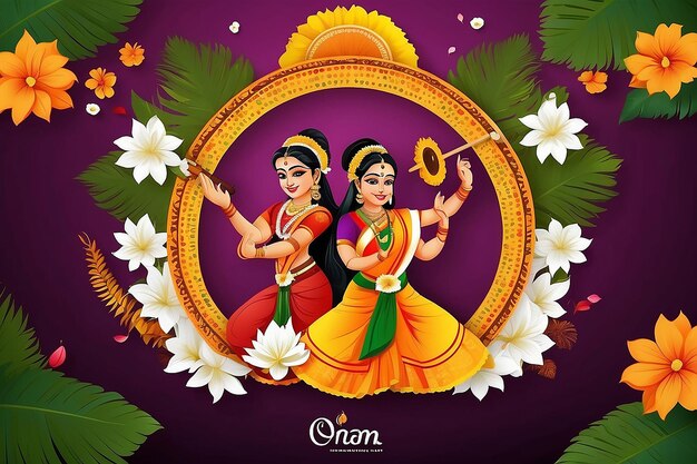 Photo le festival du kerala dans le sud de l'inde, joyeux onam, salutations, arrière-plan