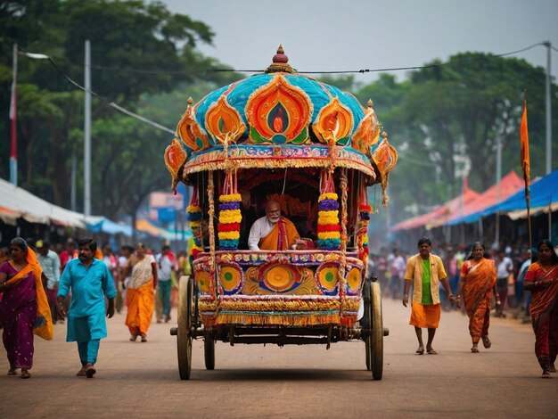 Festival du Rath Yatra Image moderne du peuple et de la célébration du temple de l'Inde