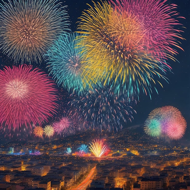 festival de feux d'artifice de nuit généré par l'IA