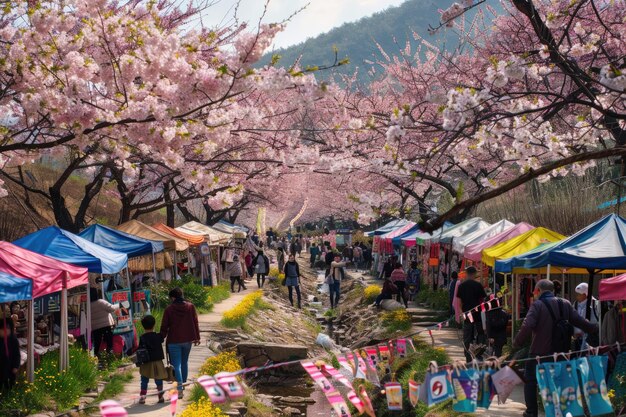 Festival de la fleur de cerise à Yeojwacheon Stream Jinhae Corée du Sud