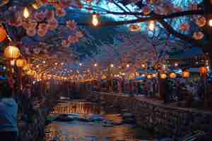 Photo festival de la fleur de cerise à yeojwacheon stream jinhae corée du sud