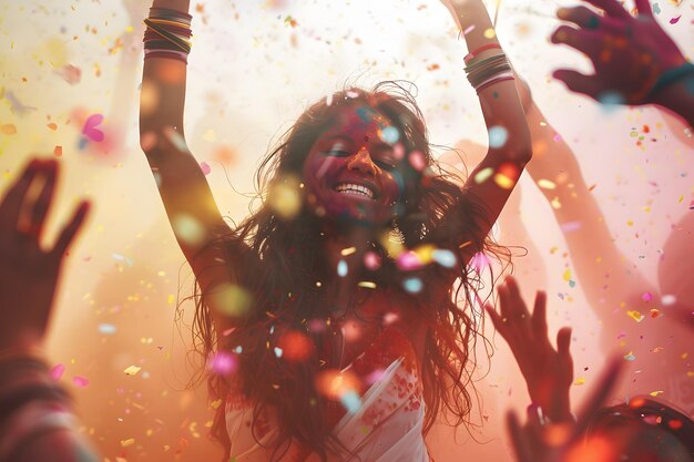 Festival Holi Un groupe de personnes qui s'amusent pendant le festival des couleurs Holi