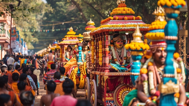 festival en Inde mettant en vedette des chariots décorés