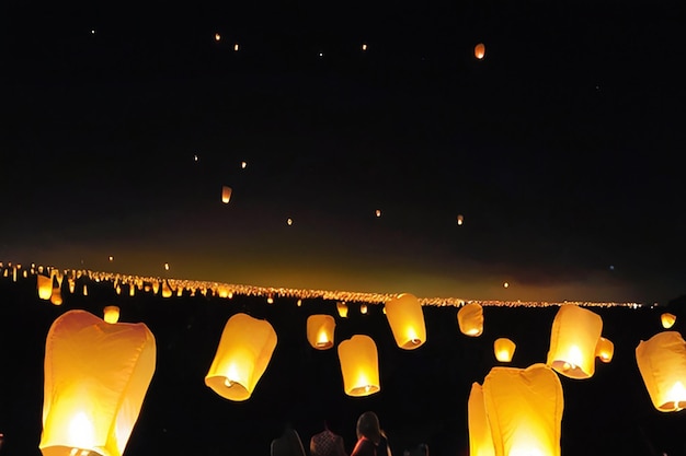 Photo festival des lanternes du ciel à chiang mai, en thaïlande