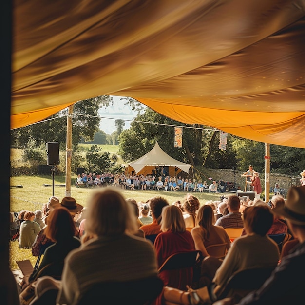 Festival de littérature de l'auteur Évènement de lecture sous l'image de la tente