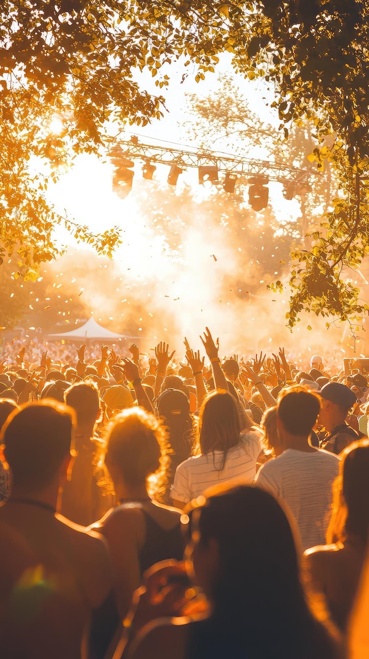 Photo un festival de musique animé avec des gens qui dansent et apprécient l'atmosphère