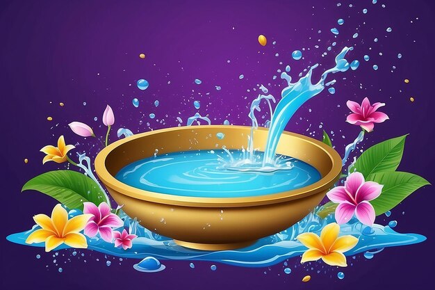 Festival de Songkran Thaïlande Thaïlande fleurs dans l'eau bol doré eau bleue