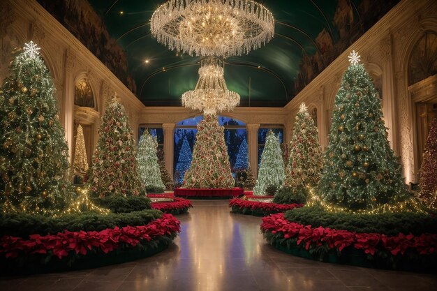 Festive Un jardin luxuriant d'arbres de Noël charismatiques attendant que la magie de la saison se déroule