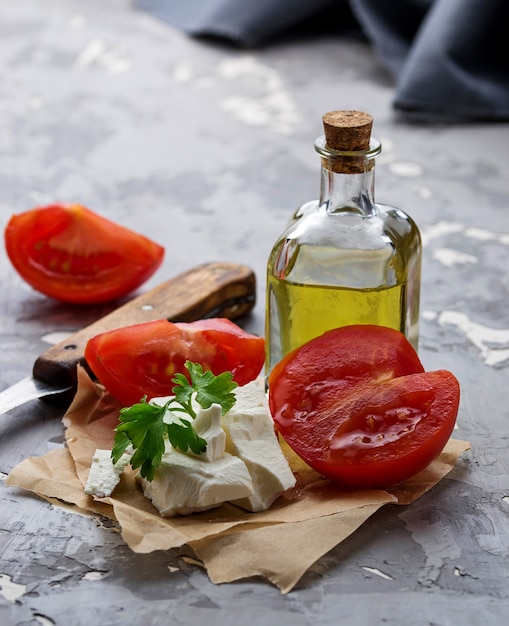 Feta à la tomate et à l&#39;huile.