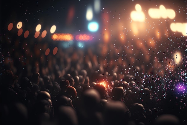 Fêtards sur le spectacle Boîte de nuit avec des lumières et des gens qui dansent Foule de la fête IA générée