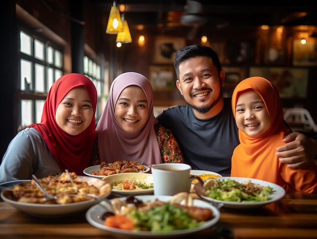 Une fête d'amis de famille asiatiques dans un restaurant.