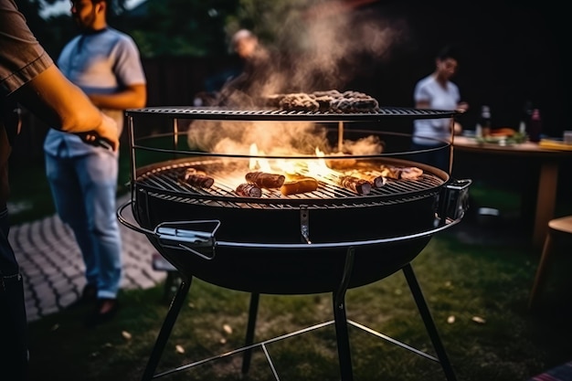 Fête d'amis en plein air avec barbecue Grill image générée par l'IA