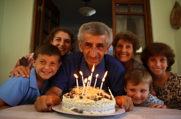 Fête d'anniversaire de la famille grecque multigénérationnelle