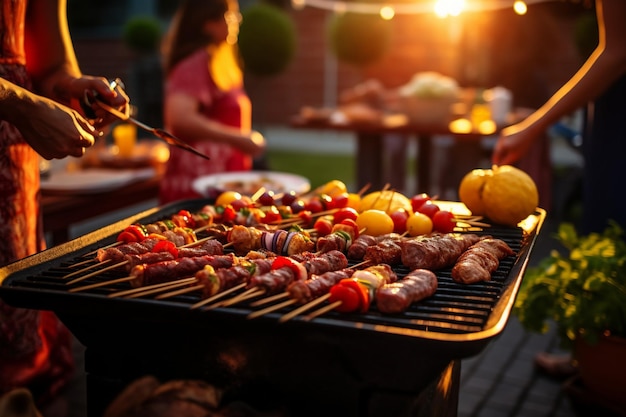 Une fête au barbecue avec des amis et de la famille