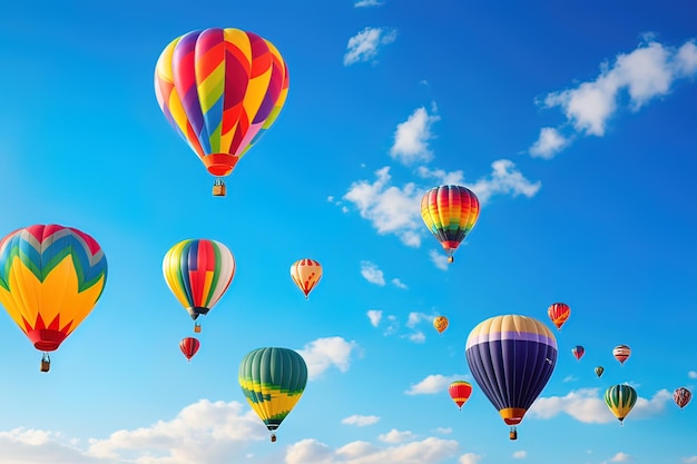 Photo la fête des ballons à air chaud colorés dans un ciel bleu clair