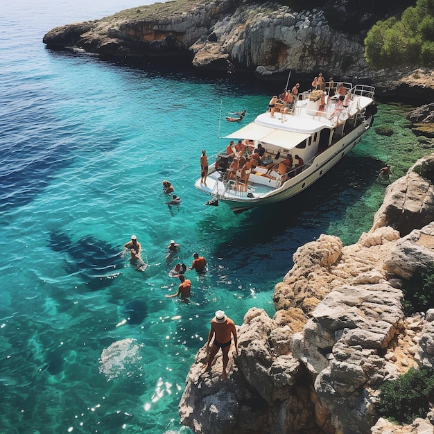 Fête en bateau en Croatie avec un saut d'île en île