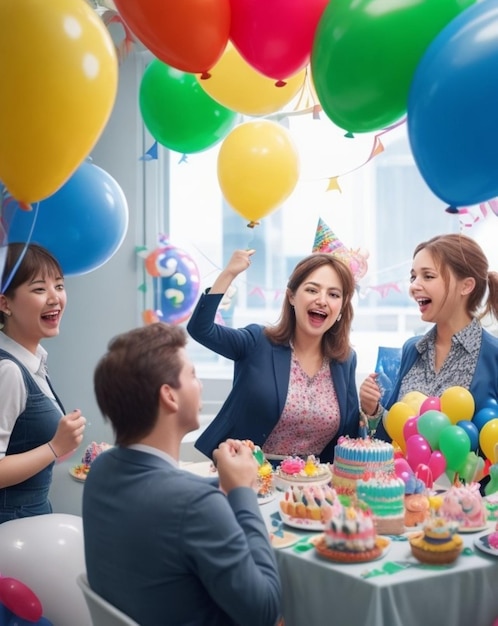 Une fête de bureau animée