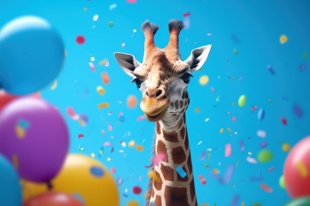 Fête colorée de ballon girafe Générer Ai