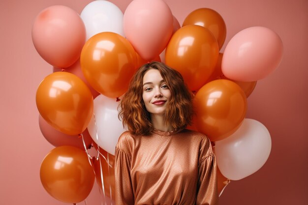 Fête colorée avec ballon jeune fille