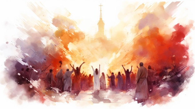 Fête Commémorer le Seigneur de la Pentecôte 19 mai Style d'aquarelle IA générative