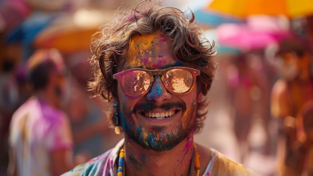 La fête des couleurs Holi célébrant la danse