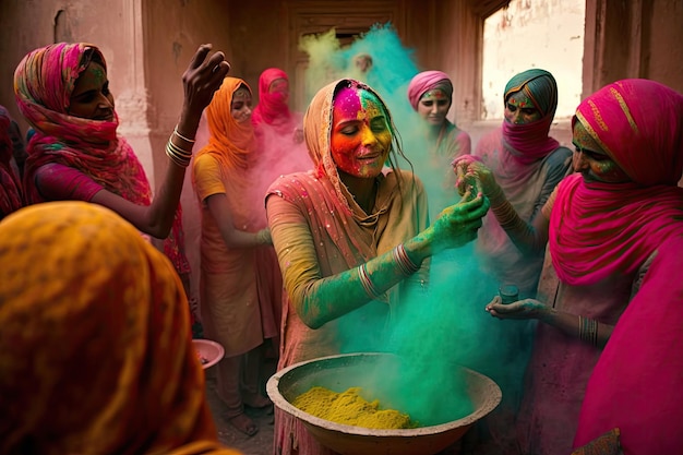 Fête des couleurs inde célébration holi