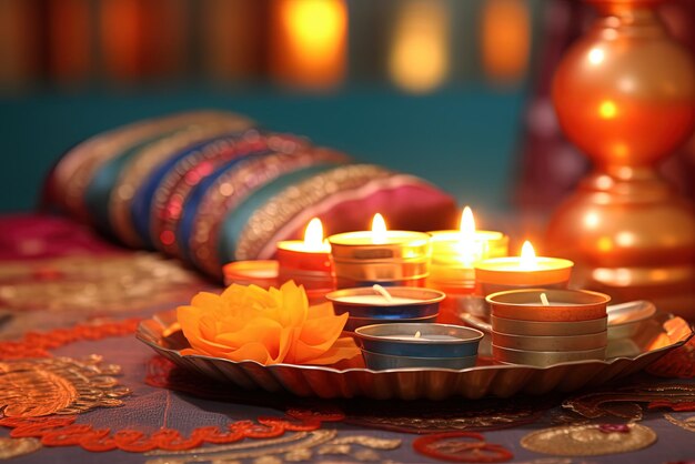 Fête de Diwali avec une belle femme indienne Célébration festive
