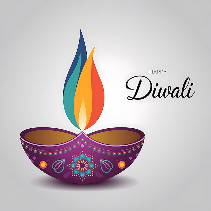 Photo une fête de diwali colorée et joyeuse avec une lampe diya décorative