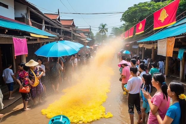 La fête de l'eau de Songkran Banner en Thaïlande