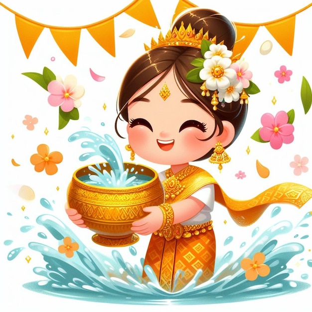 Fête de l'eau de Songkran célébrant une femme