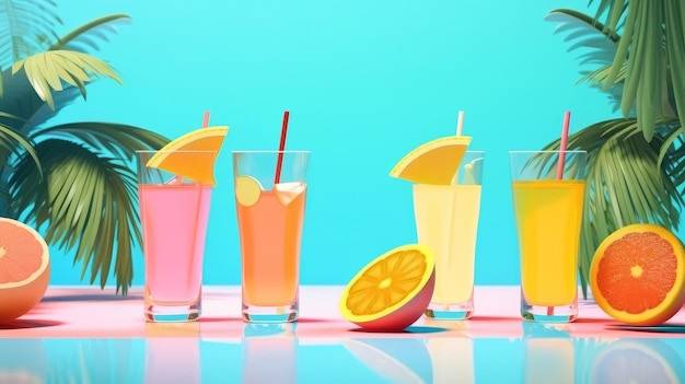 Fête d'été à la piscine avec cocktails Illustration AI GenerativexA