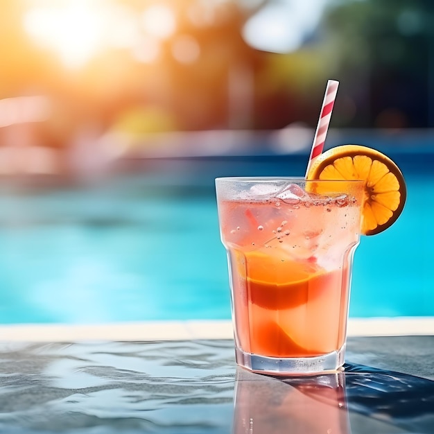 Fête en été pour boire un cocktail un mocktail une fille de plage un jour d'été un pois de citron