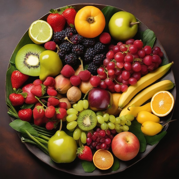 Fête des fruits colorés Variété de fruits frais et sains sur une table