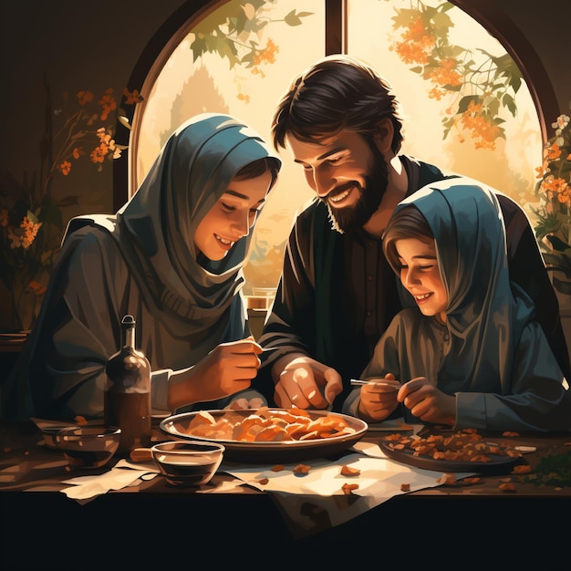 Fête de l'Iftar de la famille musulmane