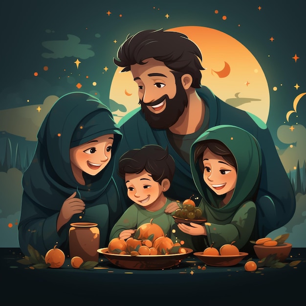 Fête de l'Iftar de la famille musulmane