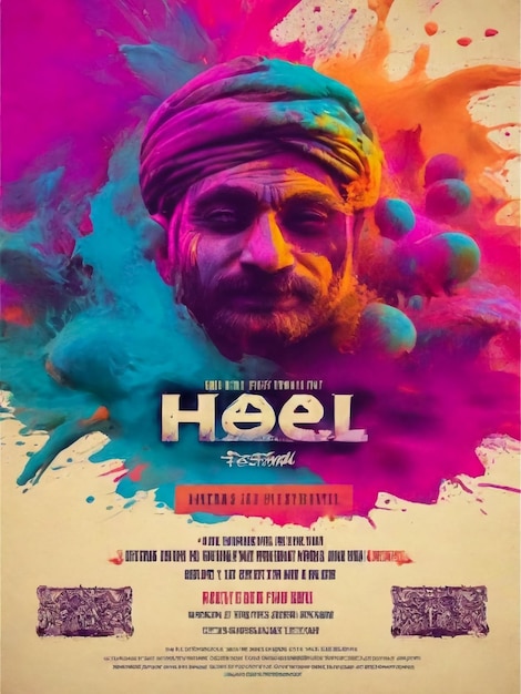 Photo la fête indienne des couleurs bonne fête de holi affiche flyer